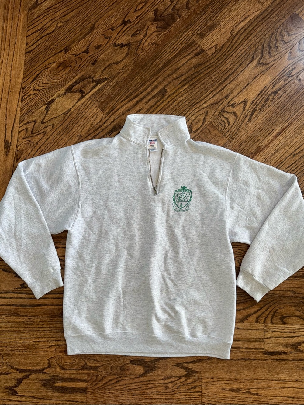 Kappa Delta KD Large Oversized Grey Green Quarter Zip Crewneck Sweatshirt